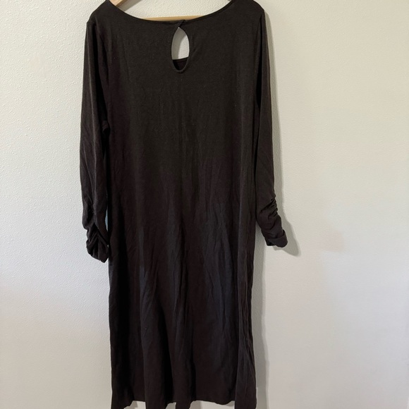 Garnet Hill Long Sleeve Stretch Modal Jersey Maxi Dress Brown Rear Keyhole-XL - Picture 2 of 10